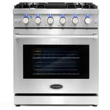 Cosmo - EPGR304 30 in. Slide-In Freestanding Gas Range with 5 Sealed Burners, Cast Iron Grates, 4.5 cu. ft. Capacity Convection Oven in Stainless Steel | COS-EPGR304 Cosmo - EPGR304 30 in. Slide-In Freestanding Gas Range with 5 Sealed Burners, Cast Iron Grates, 4.5 cu. ft. Capacity Convection Oven in Stainless Steel | COS-EPGR304