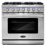 Cosmo - 36 in. 6.0 cu. ft. Commercial Gas Range with Convection Oven in Stainless Steel with Storage Drawer | COS-EPGR366 Cosmo - 36 in. 6.0 cu. ft. Commercial Gas Range with Convection Oven in Stainless Steel with Storage Drawer | COS-EPGR366