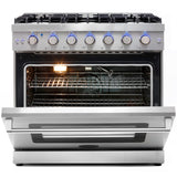 Cosmo - 36 in. 6.0 cu. ft. Commercial Gas Range with Convection Oven in Stainless Steel with Storage Drawer | COS-EPGR366 Cosmo - 36 in. 6.0 cu. ft. Commercial Gas Range with Convection Oven in Stainless Steel with Storage Drawer | COS-EPGR366
