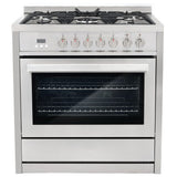 Cosmo - Commercial-Style 36 in. 3.8 cu. ft. Single Oven Dual Fuel Range with 8 Function Convection Oven in Stainless Steel | COS-F965NF Cosmo - Commercial-Style 36 in. 3.8 cu. ft. Single Oven Dual Fuel Range with 8 Function Convection Oven in Stainless Steel | COS-F965NF