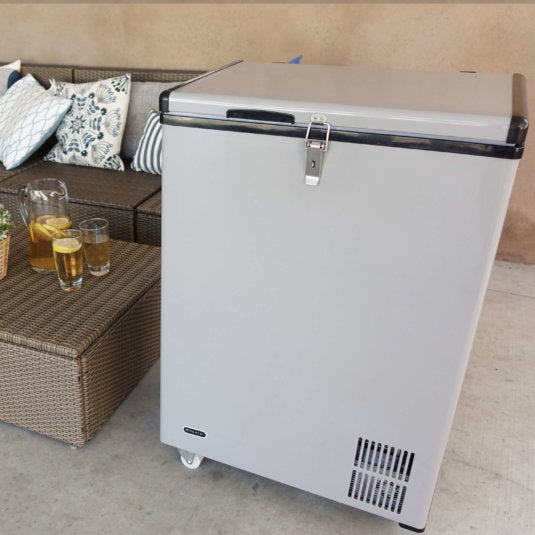 Whynter - 95 Quart Portable Wheeled Freezer with Door Alert and 12v Option | FM-951GW Whynter - 95 Quart Portable Wheeled Freezer with Door Alert and 12v Option | FM-951GW
