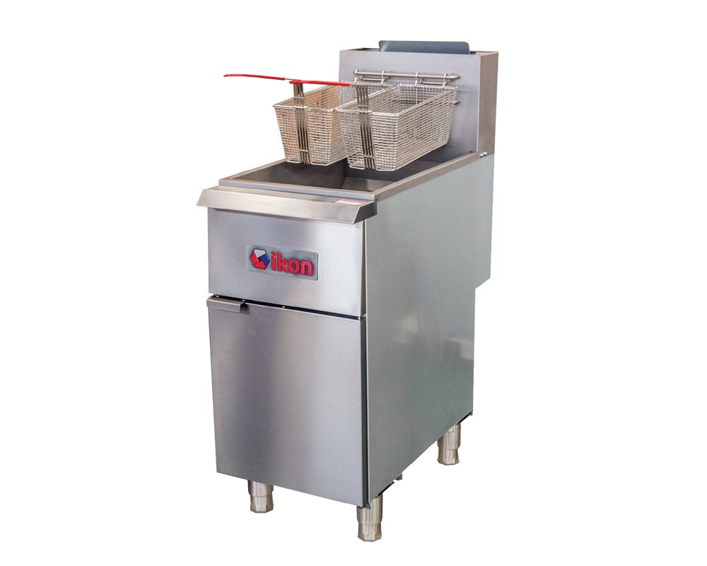 IKON COOKING - Commercial - 15" Natural Gas Freestanding Fryer w/ Millivolt Thermostat, 55 lbs Capacity - IGF-40/50 NG IKON COOKING - Commercial - 15" Natural Gas Freestanding Fryer w/ Millivolt Thermostat, 55 lbs Capacity - IGF-40/50 NG