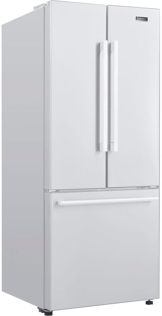 GALANZ - 29 Inch Freestanding French Door Refrigerator with 16 cu. ft. Total Capacity, 3 Glass Shelves, Crisper Drawer, Frost Free Defrost | GLR16FWEE16 GALANZ - 29 Inch Freestanding French Door Refrigerator with 16 cu. ft. Total Capacity, 3 Glass Shelves, Crisper Drawer, Frost Free Defrost | GLR16FWEE16