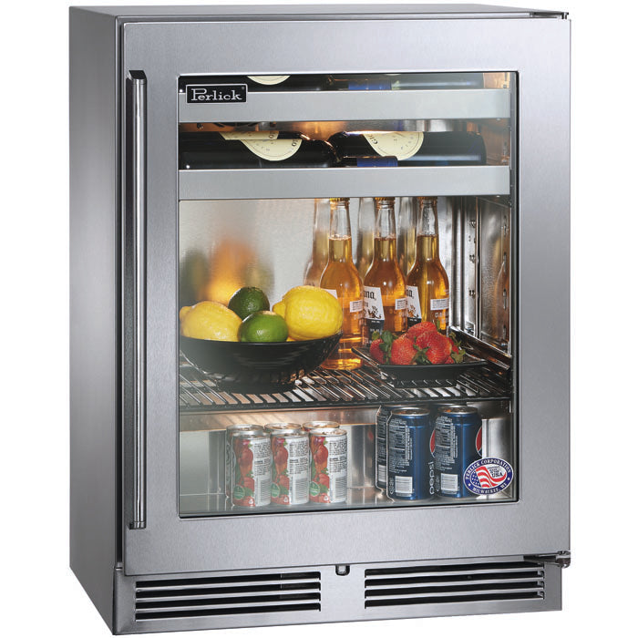 Perlick - Signature Series Sottile 18" Depth Indoor Beverage Center with fully integrated panel-ready glass door- HH24BS-4 Perlick - Signature Series Sottile 18" Depth Indoor Beverage Center with fully integrated panel-ready glass door- HH24BS-4