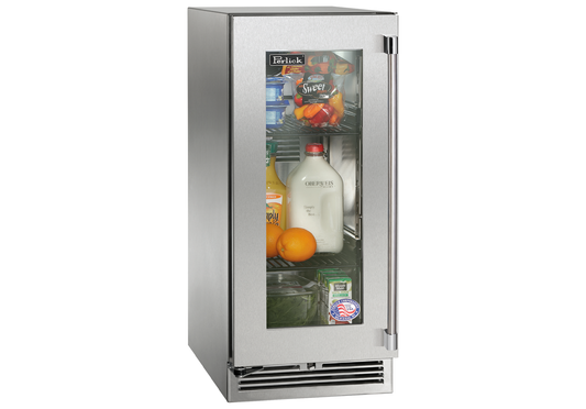 Perlick - 15" Signature Series Indoor Refrigerator with stainless steel glass door,  - HP15RS-4