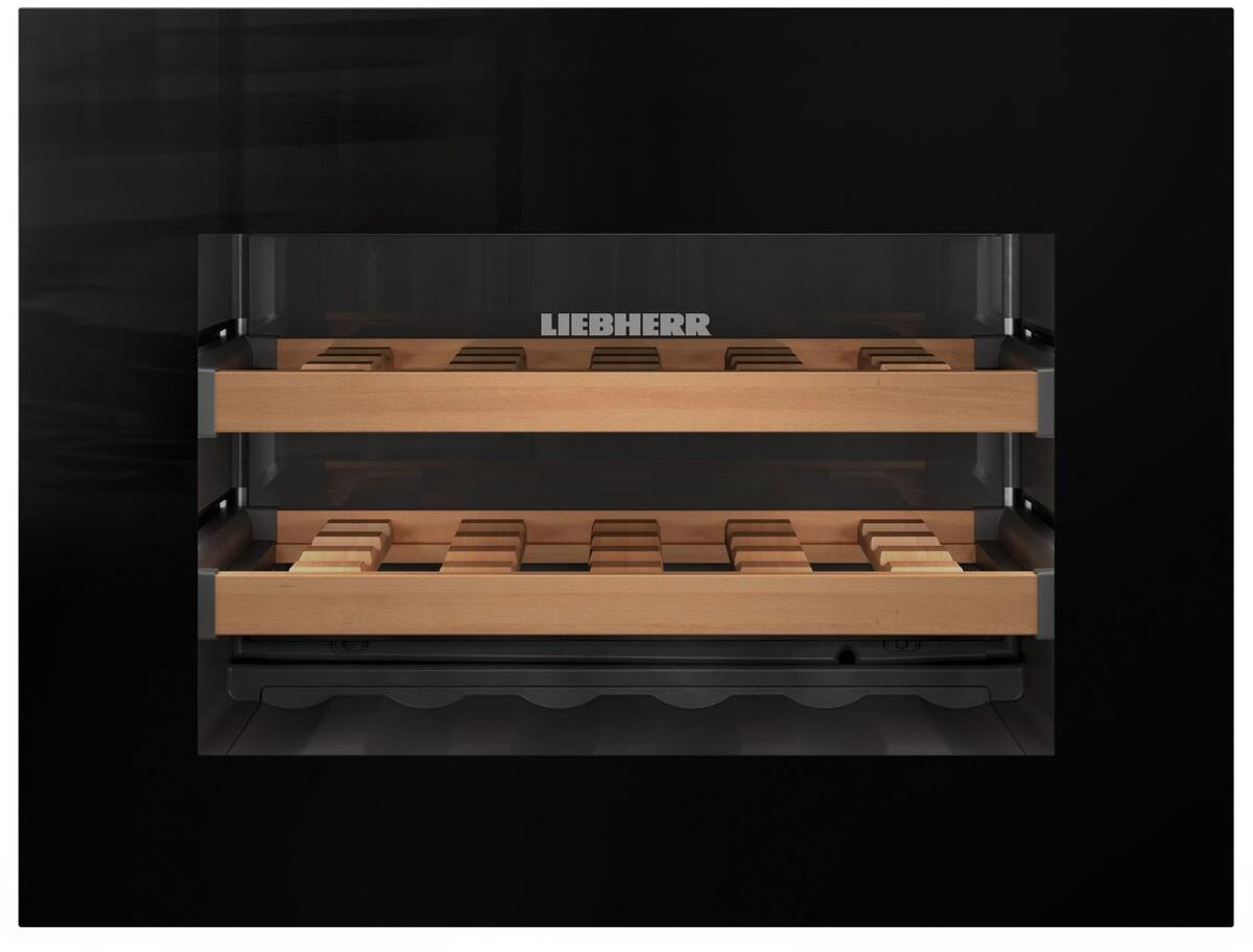 Liebherr - 24 Inch Built-in Wine Cooler with Push-to-Open - Black/White Liebherr - 24 Inch Built-in Wine Cooler with Push-to-Open - Black/White