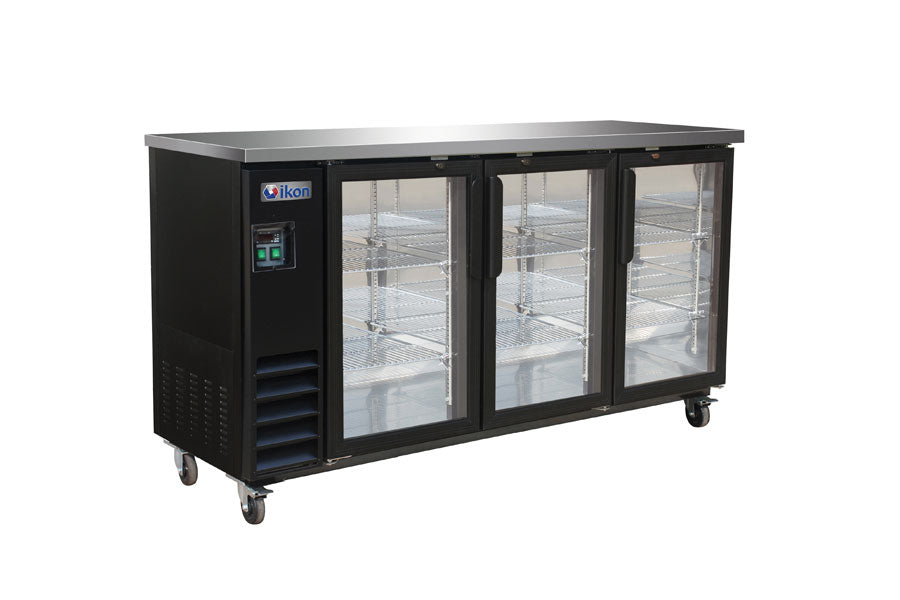 IKON  - Commercial - 73" Three Section Back Bar Cooler with Glass Door, 17.26 cu. ft. - IBB73-3G-24 IKON  - Commercial - 73" Three Section Back Bar Cooler with Glass Door, 17.26 cu. ft. - IBB73-3G-24
