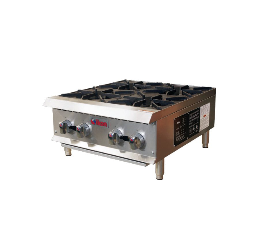 IKON COOKING - Commercial - 24" Gas 4 Burner Manual Control Hotplate - 100,000 BTU - IHP-4-24 IKON COOKING - Commercial - 24" Gas 4 Burner Manual Control Hotplate - 100,000 BTU - IHP-4-24
