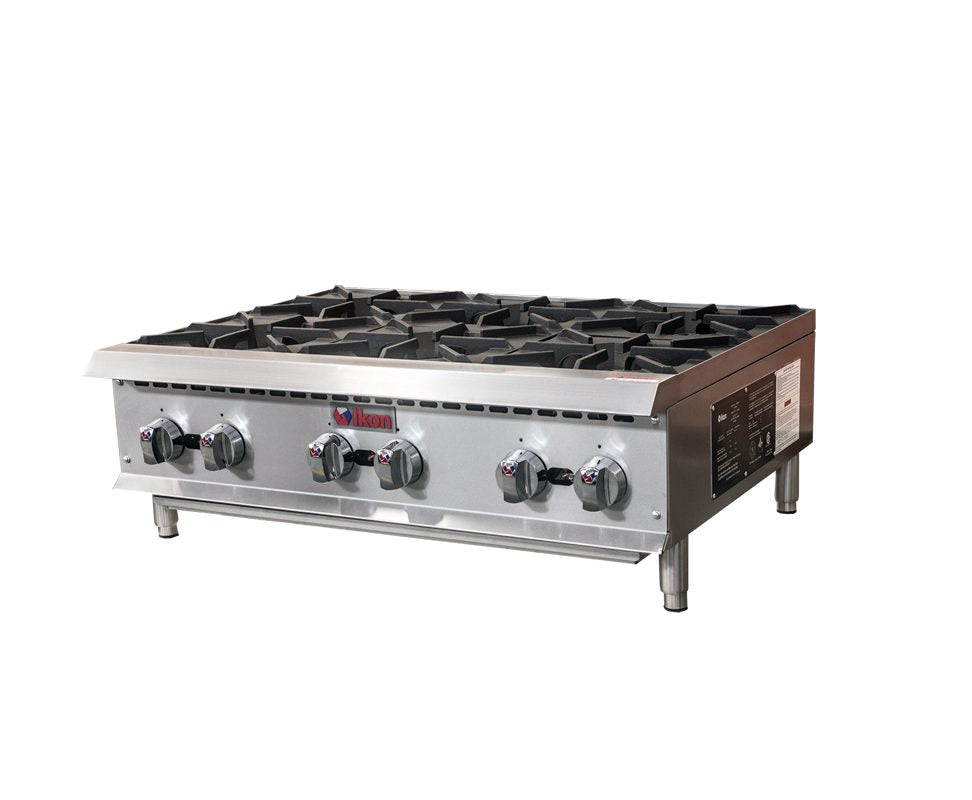 IKON COOKING - Commercial - 36" Gas 6 Burner Manual Control Hotplate - 150,000 BTU - IHP-6-36 IKON COOKING - Commercial - 36" Gas 6 Burner Manual Control Hotplate - 150,000 BTU - IHP-6-36