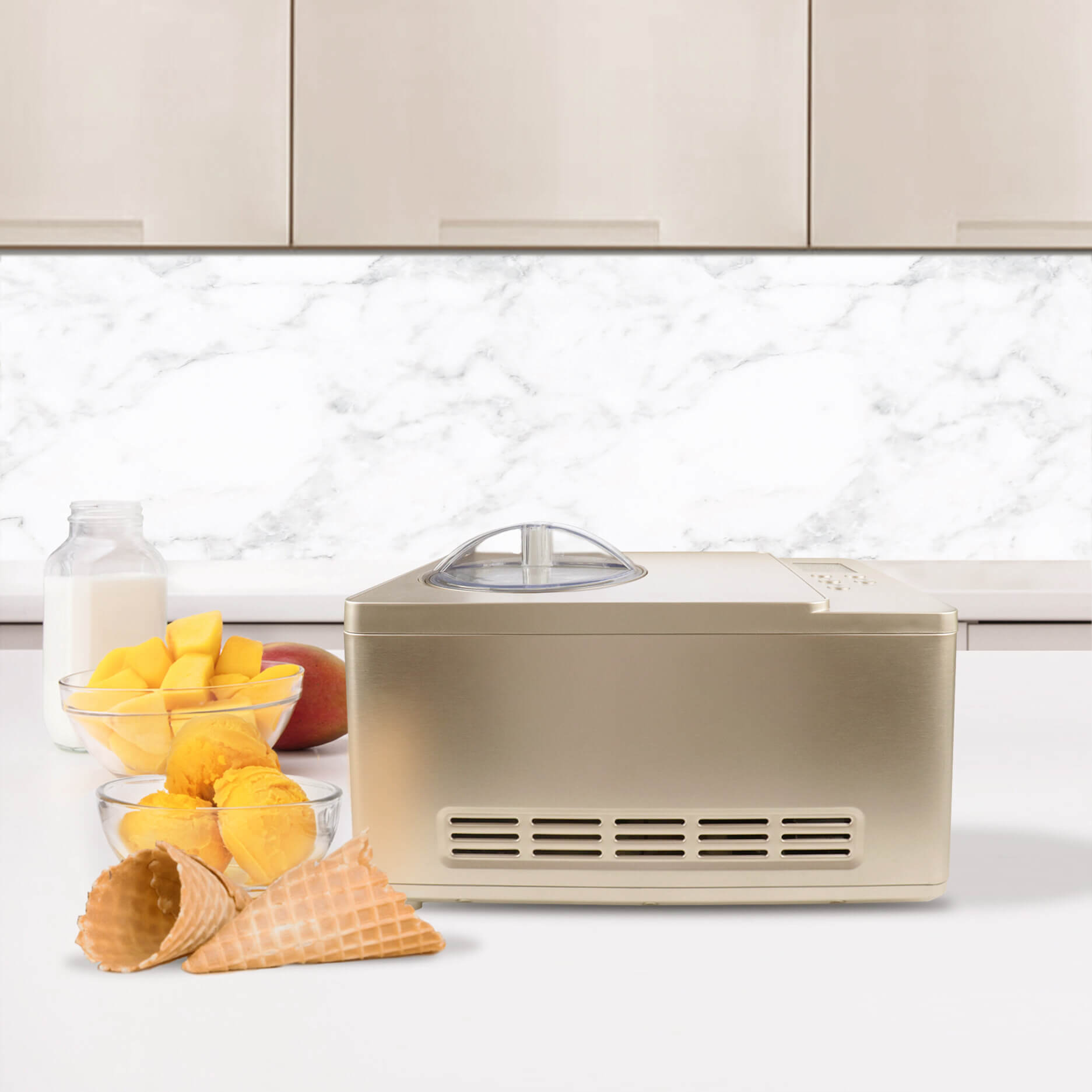 Whynter - Ice Cream Maker 2 Quart Capacity Stainless Steel Bowl & Yogurt Function in Champagne Gold | ICM-220CGY Whynter - Ice Cream Maker 2 Quart Capacity Stainless Steel Bowl & Yogurt Function in Champagne Gold | ICM-220CGY