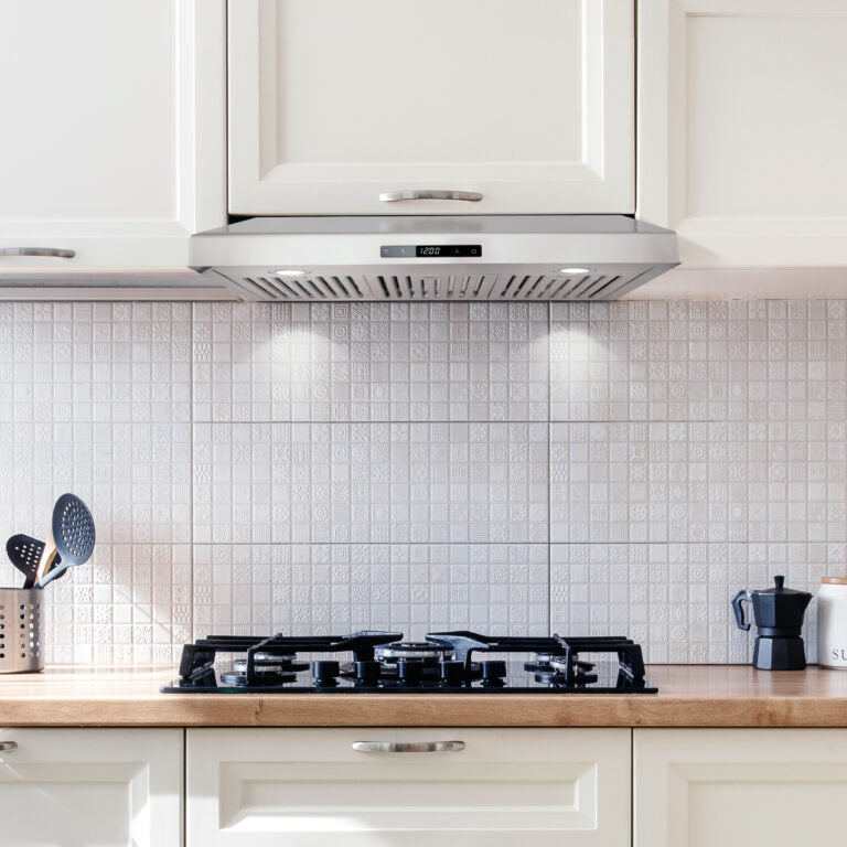Cosmo - 30 in. Under Cabinet Range Hood with Digital Touch Controls, 3-Speed Fan, LED Lights and Permanent Filters in Stainless Stee | COS-KS6U30 Cosmo - 30 in. Under Cabinet Range Hood with Digital Touch Controls, 3-Speed Fan, LED Lights and Permanent Filters in Stainless Stee | COS-KS6U30