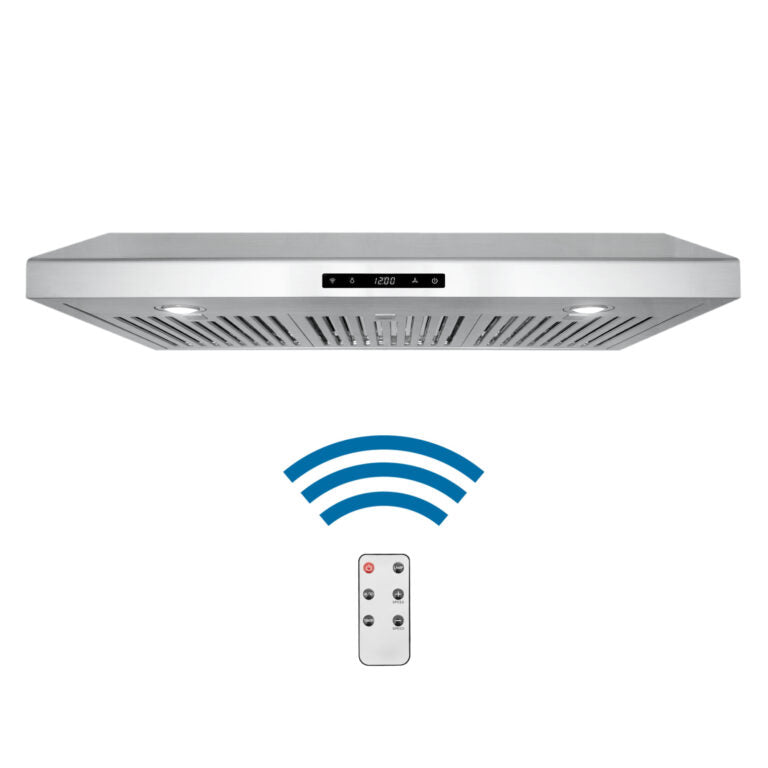 Cosmo - 36 in. Under Cabinet Range Hood with Digital Touch Controls, 3-Speed Fan, LED Lights and Permanent Filters in Stainless Steel | COS-KS6U36 Cosmo - 36 in. Under Cabinet Range Hood with Digital Touch Controls, 3-Speed Fan, LED Lights and Permanent Filters in Stainless Steel | COS-KS6U36