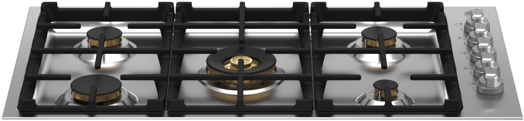 Bertazzoni - 36" Drop-in Gas Cooktop 5 Brass Burners - MAST365QBXT Bertazzoni - 36" Drop-in Gas Cooktop 5 Brass Burners - MAST365QBXT