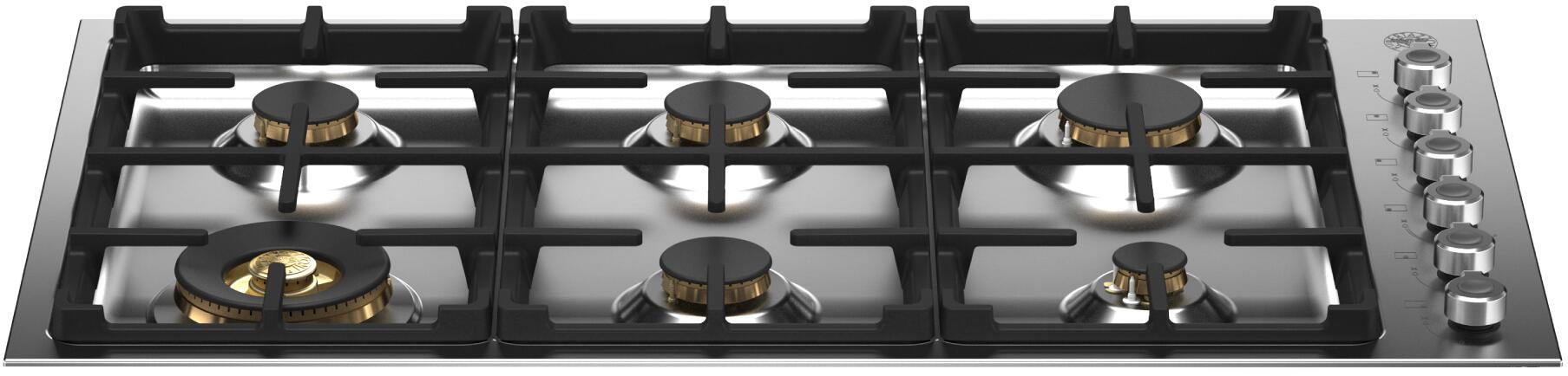 Bertazzoni - 36" Drop-in Gas Cooktop 6 Brass Burners - PROF366QBXT Bertazzoni - 36" Drop-in Gas Cooktop 6 Brass Burners - PROF366QBXT
