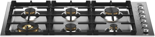 Bertazzoni - 36" Drop-in Gas Cooktop 6 Brass Burners - PROF366QBXT