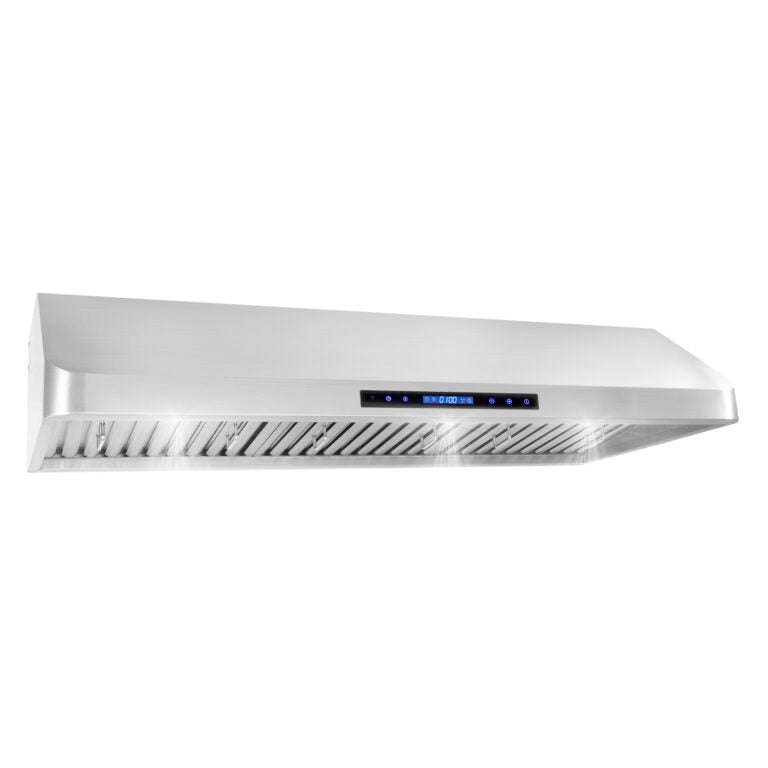 Cosmo - 48 in. Ducted Under Cabinet Range Hood with Soft-Touch Controls, Permanent Filters, 4-Speed Fan, LED Lights in Stainless Steel | COS-QS48 Cosmo - 48 in. Ducted Under Cabinet Range Hood with Soft-Touch Controls, Permanent Filters, 4-Speed Fan, LED Lights in Stainless Steel | COS-QS48