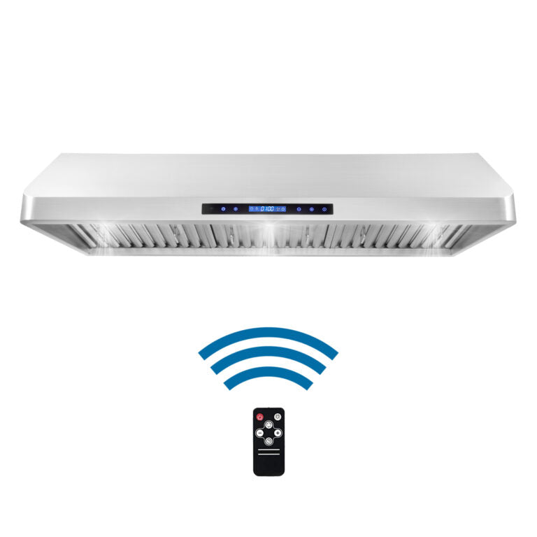 Cosmo - 48 in. Ducted Under Cabinet Range Hood with Soft-Touch Controls, Permanent Filters, 4-Speed Fan, LED Lights in Stainless Steel | COS-QS48 Cosmo - 48 in. Ducted Under Cabinet Range Hood with Soft-Touch Controls, Permanent Filters, 4-Speed Fan, LED Lights in Stainless Steel | COS-QS48