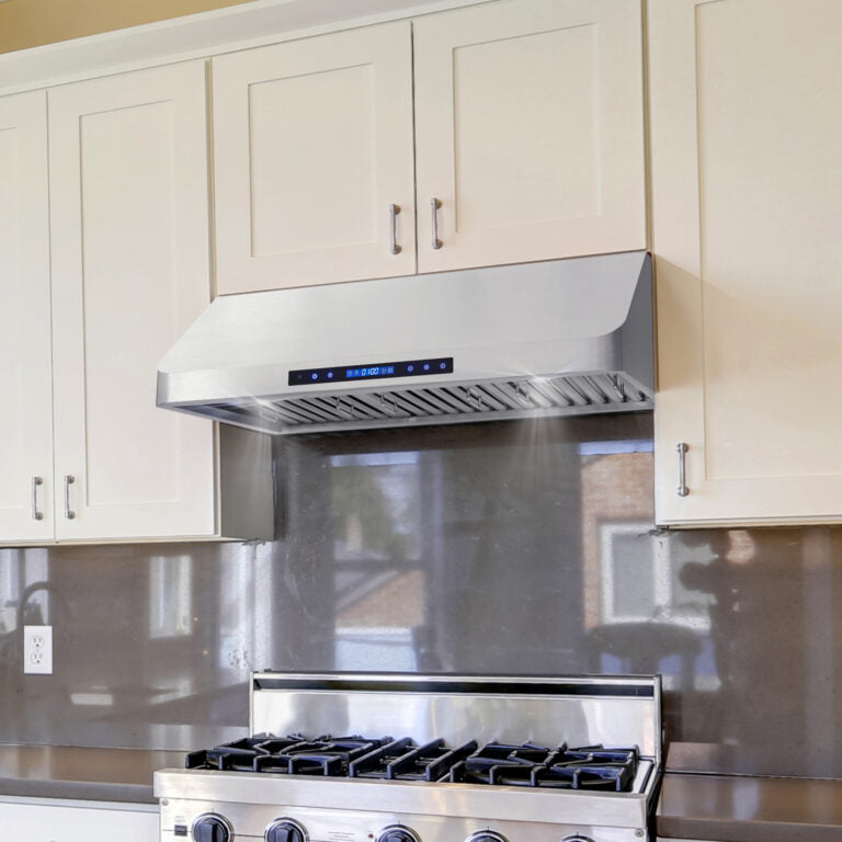 Cosmo - 36 in. Ducted Under Cabinet Range Hood in Stainless Steel with Touch Display, LED Lighting and Permanent Filters | COS-QS90 Cosmo - 36 in. Ducted Under Cabinet Range Hood in Stainless Steel with Touch Display, LED Lighting and Permanent Filters | COS-QS90