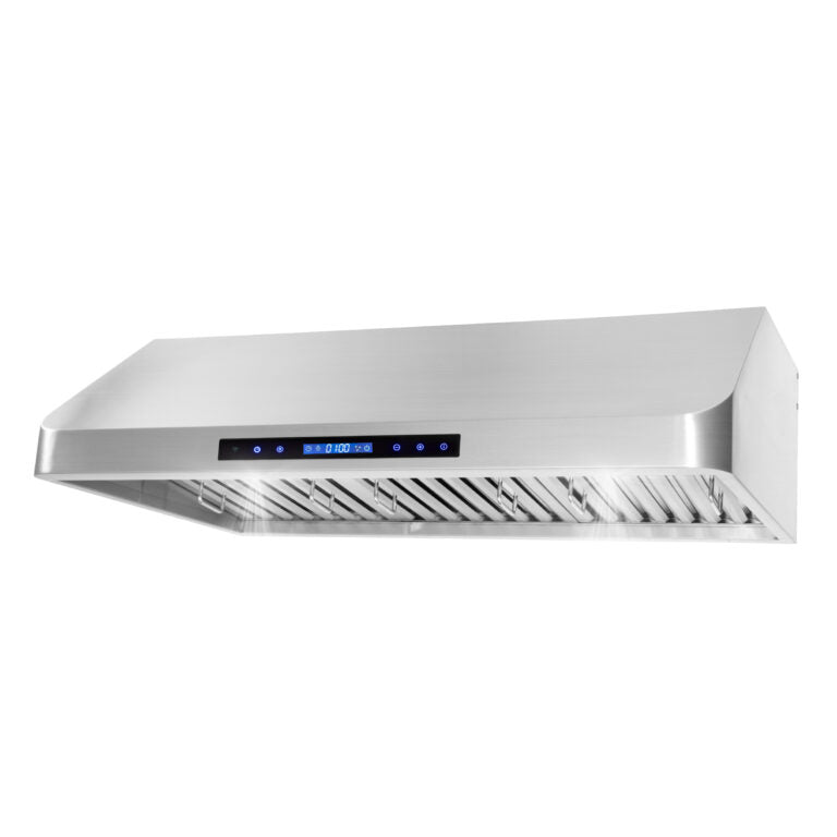 Cosmo - 36 in. Ducted Under Cabinet Range Hood in Stainless Steel with Touch Display, LED Lighting and Permanent Filters | COS-QS90 Cosmo - 36 in. Ducted Under Cabinet Range Hood in Stainless Steel with Touch Display, LED Lighting and Permanent Filters | COS-QS90