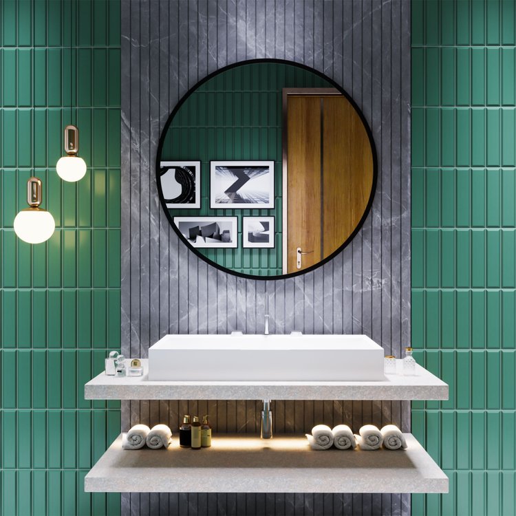 Arpella - Nuova 36 in. x 36 in. Framed Round Mirror in Matte Black - RDFM36MB Arpella - Nuova 36 in. x 36 in. Framed Round Mirror in Matte Black - RDFM36MB
