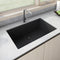30 x 17 inch Granite Composite Undermount Single Bowl Kitchen Sink – Midnight Black