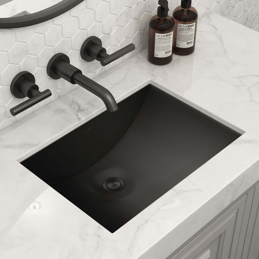Ruvati 16 x 11 inch Gunmetal Black Stainless Steel Rectangular Bathroom Sink Undermount – RVH6107BL
