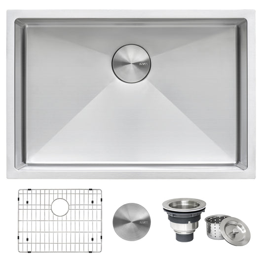 26-inch Undermount 16 Gauge Tight Radius Stainless Steel Kitchen Sink Single Bowl