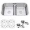 32-inch Low-Divide 50/50 Double Bowl Undermount 16 Gauge Stainless Steel Kitchen Sink