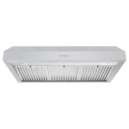 Cosmo - 36 in. Under Cabinet Range Hood with Push Button Controls, 3-Speed Fan, LED Lights and Permanent Filters in Stainless Steel | UC36