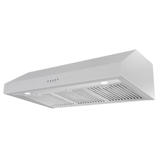 Cosmo - 36 in. Under Cabinet Range Hood with Push Button Controls, 3-Speed Fan, LED Lights and Permanent Filters in Stainless Steel | UC36