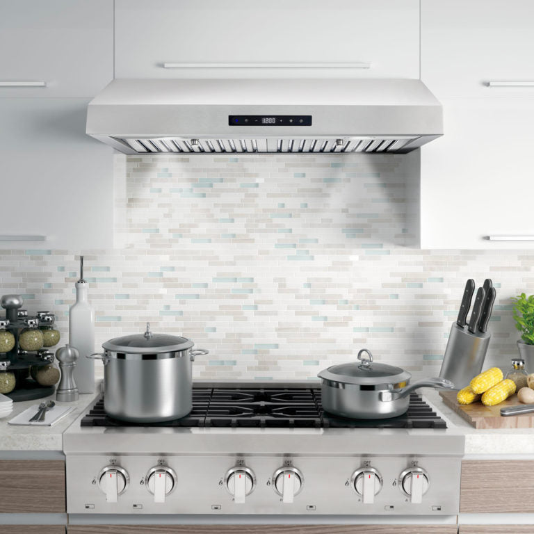 Cosmo - UMC30 Under Cabinet Stainless Steel Range Hood with LED Light, 380 CFM, Permanent Filter, Convertible from Ducted to Ductless (Kit Not Included), 30 in., Stainless Steel | UMC30 Cosmo - UMC30 Under Cabinet Stainless Steel Range Hood with LED Light, 380 CFM, Permanent Filter, Convertible from Ducted to Ductless (Kit Not Included), 30 in., Stainless Steel | UMC30