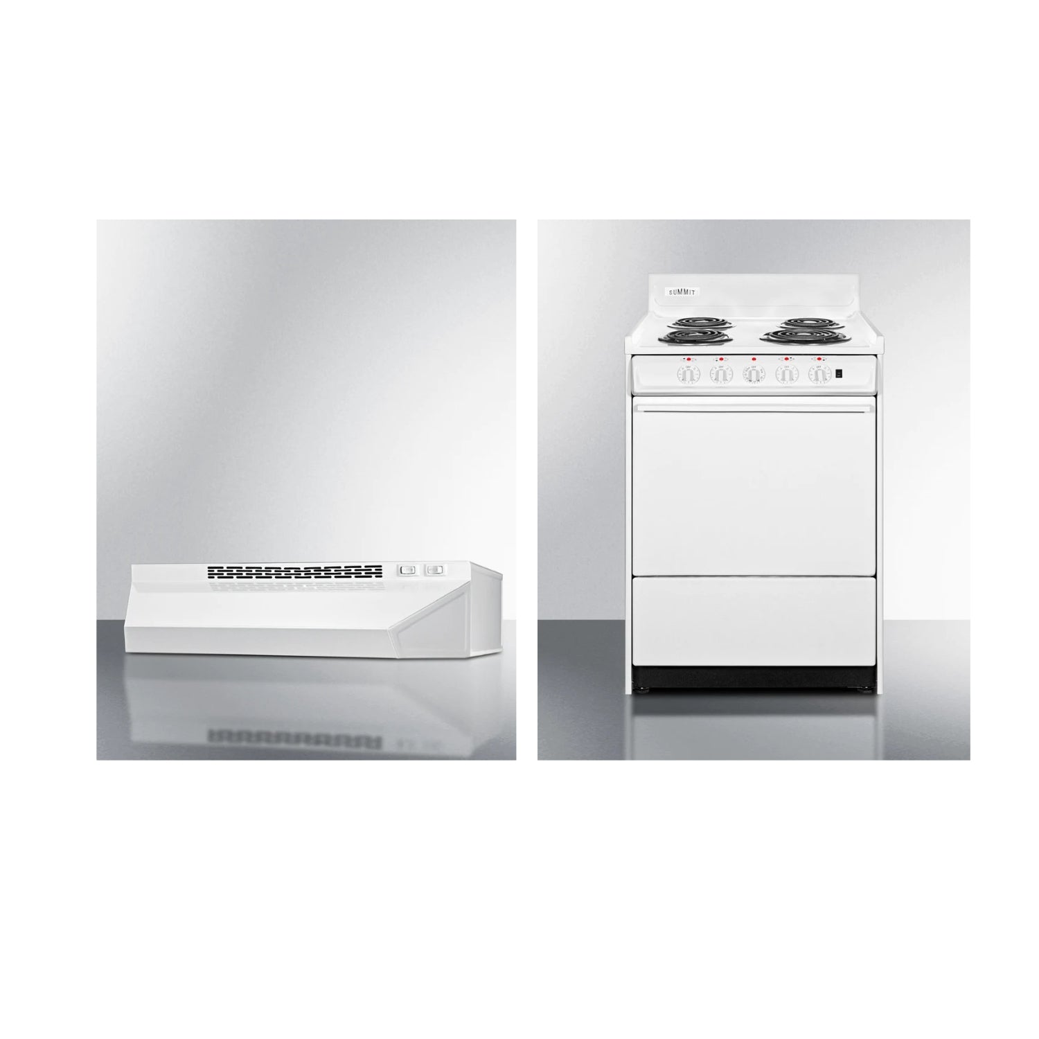 Summit - 24" Under Cabinet Ductless Range Hood and 24" Wide Electric Coil Top Range Bundle Summit - 24" Under Cabinet Ductless Range Hood and 24" Wide Electric Coil Top Range Bundle