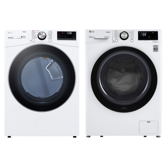 LG - 2.4 cu.ft. Smart wi-fi Enabled Compact Front Load Washer and LG - 7.4 Cu. Ft. Ultra Large Capacity White Smart Electric Vented Dryer