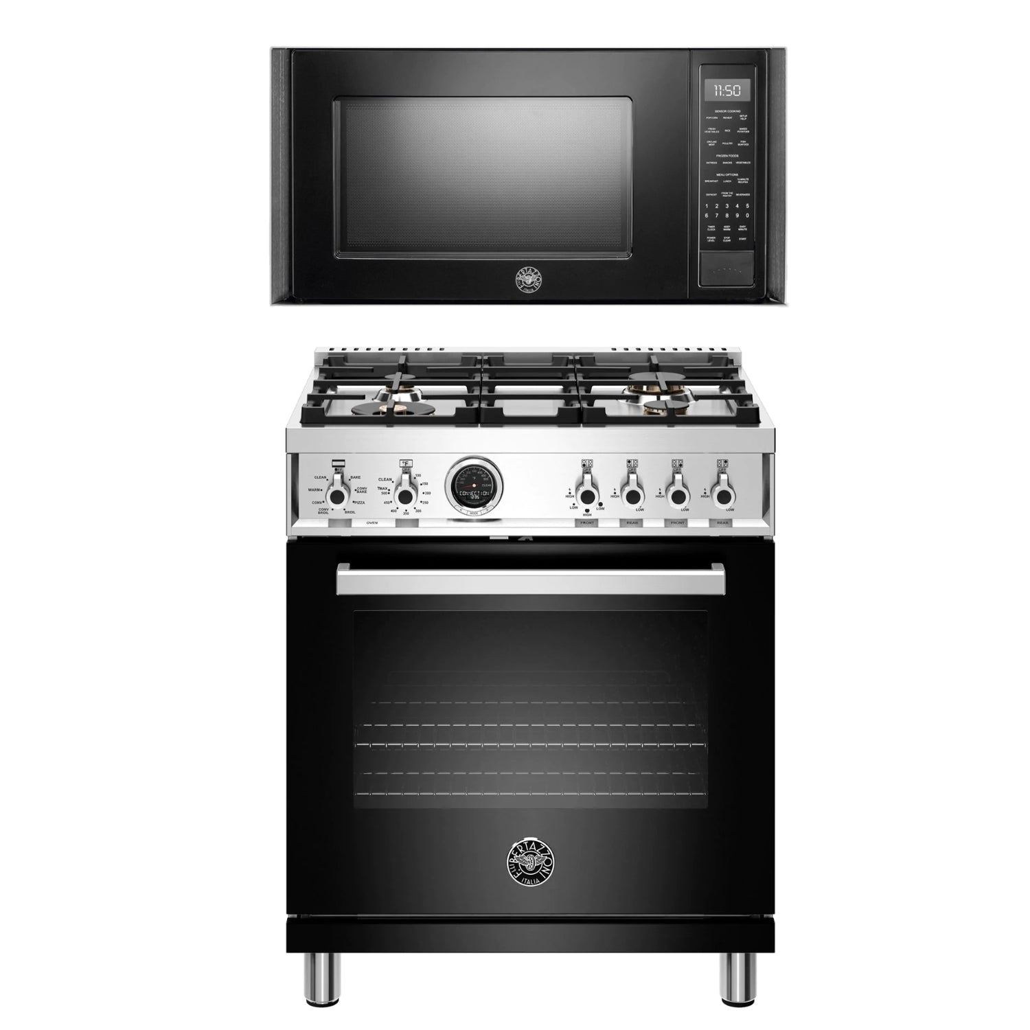 Bertazzoni | 30" Professional Series range - Electric self clean oven - 4 brass burners and 30" Microwave Oven Bundle Bertazzoni | 30" Professional Series range - Electric self clean oven - 4 brass burners and 30" Microwave Oven Bundle
