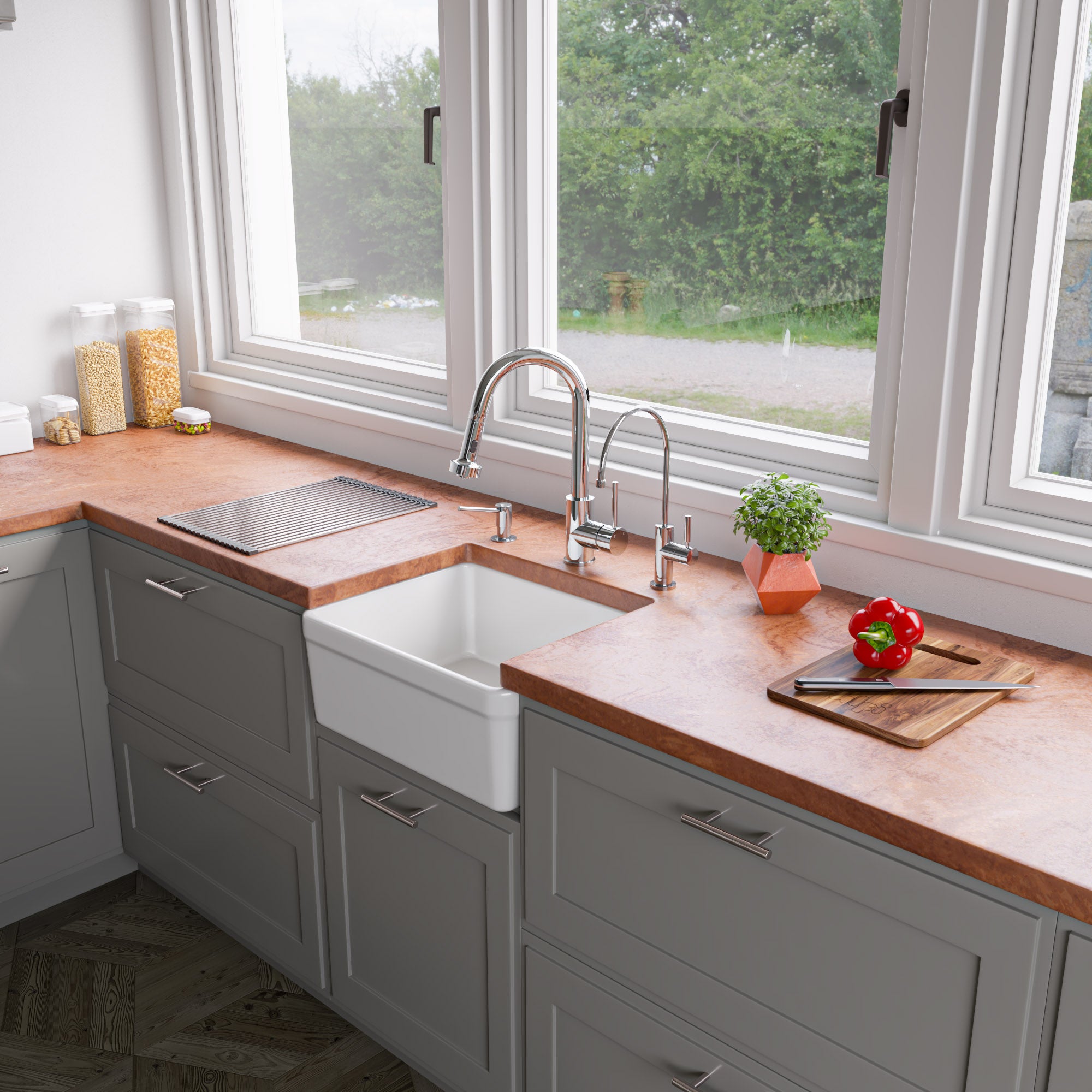 ALFI Brand - White 20" Single Bowl Apron Fireclay Farmhouse Kitchen Sink | AB507 ALFI Brand - White 20" Single Bowl Apron Fireclay Farmhouse Kitchen Sink | AB507