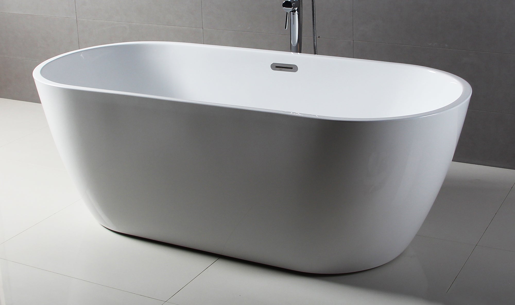 ALFI Brand - 67 inch White Oval Acrylic Free Standing Soaking Bathtub | AB8839 ALFI Brand - 67 inch White Oval Acrylic Free Standing Soaking Bathtub | AB8839