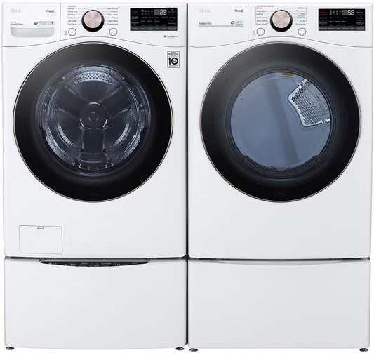LG - 27 in. 4.5 cu. ft. White Ultra Large Capacity Front Load Washer and LG - 7.4 Cu. Ft. White Ultra Large Capacity Electric Dryer