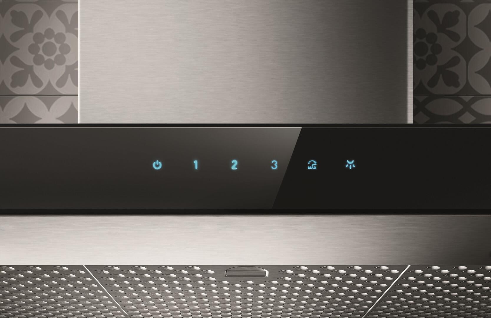 Elica - MEZZANO - Techne - 30" W x 19 11/16" D x 2 3/8" H, Stainless & Black Glass - Wall Mount Hoods | EMZ630S3 Elica - MEZZANO - Techne - 30" W x 19 11/16" D x 2 3/8" H, Stainless & Black Glass - Wall Mount Hoods | EMZ630S3