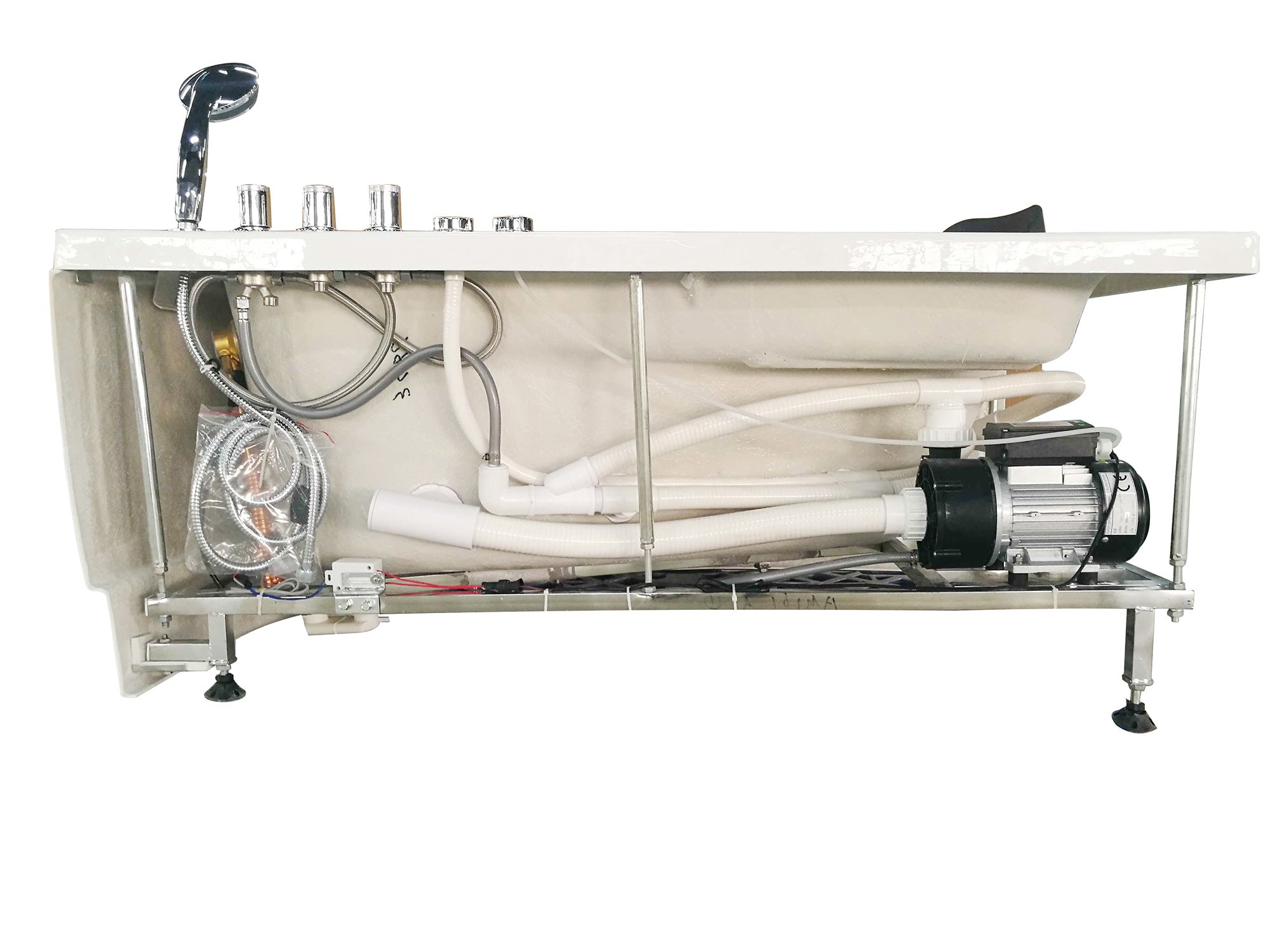 EAGO - 5' Single Person Corner White Acrylic Whirlpool Bath Tub - Drain on Right | AM161-R EAGO - 5' Single Person Corner White Acrylic Whirlpool Bath Tub - Drain on Right | AM161-R
