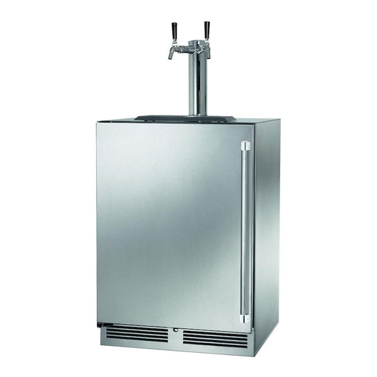 Perlick - 24" Signature Series Marine Grade Beer Dispenser - Dual Tap with stainless steel solid door, - HP24TM-4-2