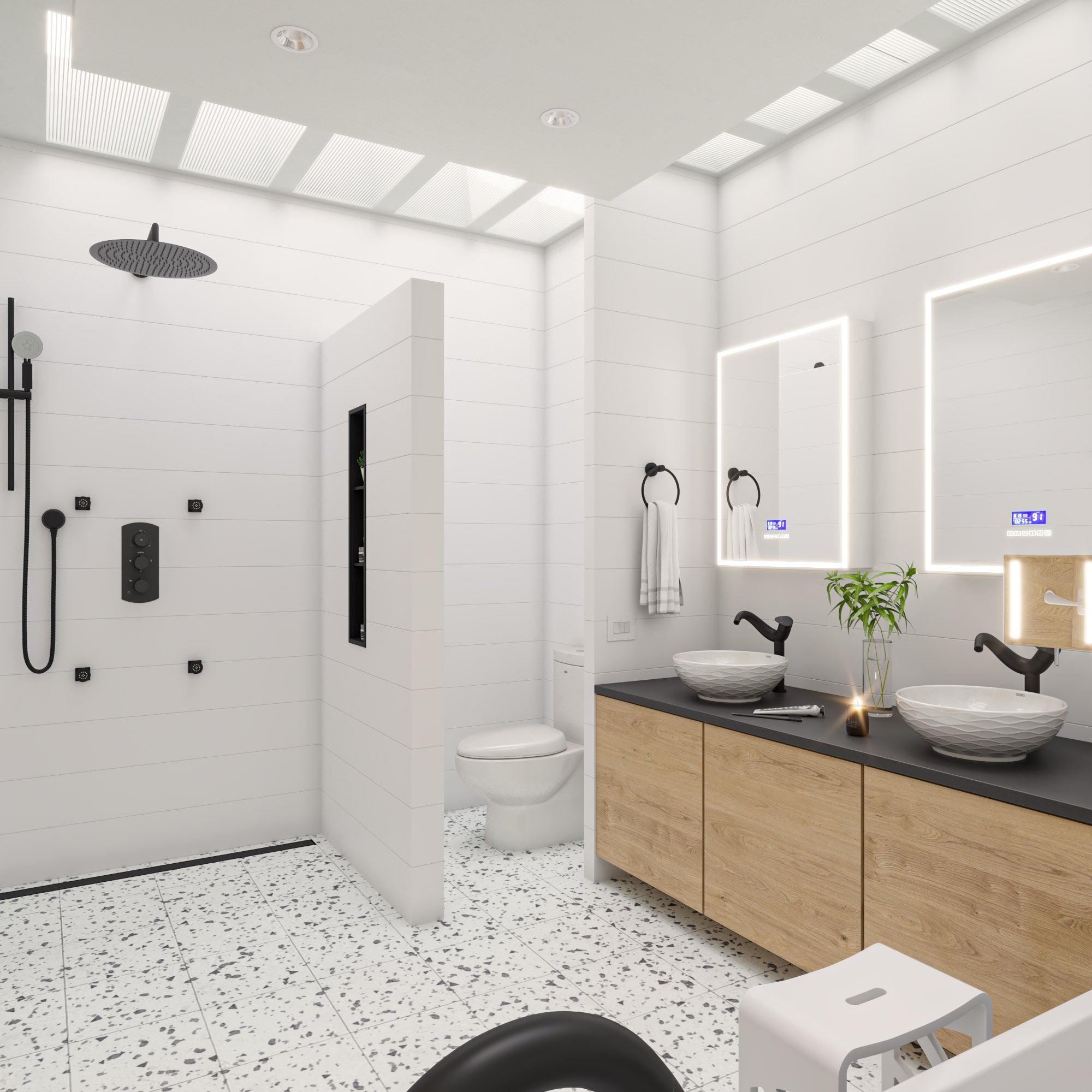 ALFI Brand - 8" x 36" Black Matte Stainless Steel Vertical Triple Shelf Bath Shower Niche | ABNC0836-BLA ALFI Brand - 8" x 36" Black Matte Stainless Steel Vertical Triple Shelf Bath Shower Niche | ABNC0836-BLA