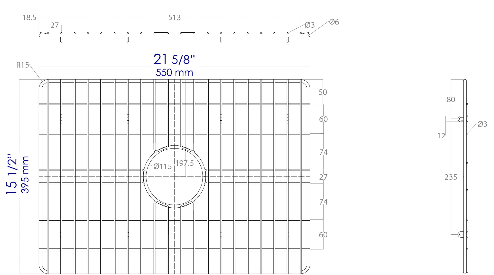 ALFI Brand - Solid Stainless Steel Kitchen Sink Grid for ABF2418 Sink | ABGR24 ALFI Brand - Solid Stainless Steel Kitchen Sink Grid for ABF2418 Sink | ABGR24