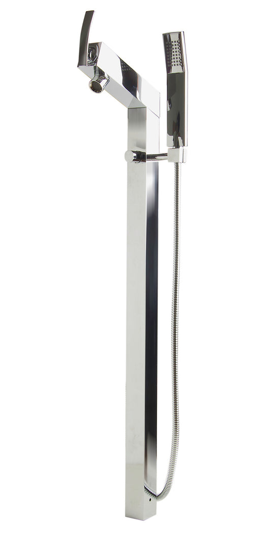 ALFI Brand - Polished Chrome Floor Mounted Tub Filler + Mixer /w additional Hand Held Shower Head | AB2728-PC