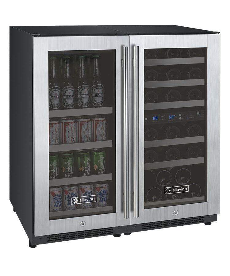 Allavino Wine & Beverage Centers FlexCount Series Side-by-Side Dual-Zone Wine & Beverage Center - 3Z-VSWB15-3S20 Allavino Wine & Beverage Centers FlexCount Series Side-by-Side Dual-Zone Wine & Beverage Center - 3Z-VSWB15-3S20