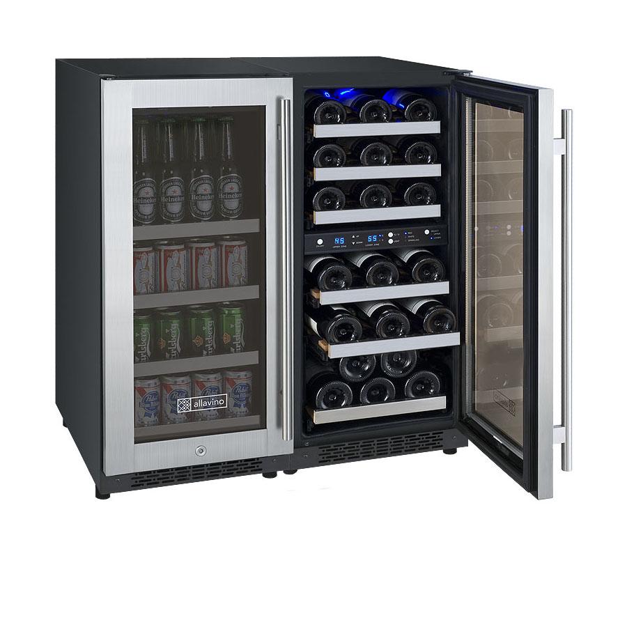 Allavino Wine & Beverage Centers FlexCount Series Side-by-Side Dual-Zone Wine & Beverage Center - 3Z-VSWB15-3S20 Allavino Wine & Beverage Centers FlexCount Series Side-by-Side Dual-Zone Wine & Beverage Center - 3Z-VSWB15-3S20