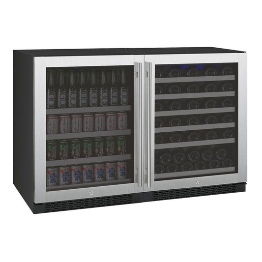 Allavino Wine & Beverage Centers Wide FlexCount II Series 56 Bottle/154 Can Dual Zone Stainless Steel Side-by-Side Wine Refrigerator/Beverage Center - 3Z-VSWB24-2S20