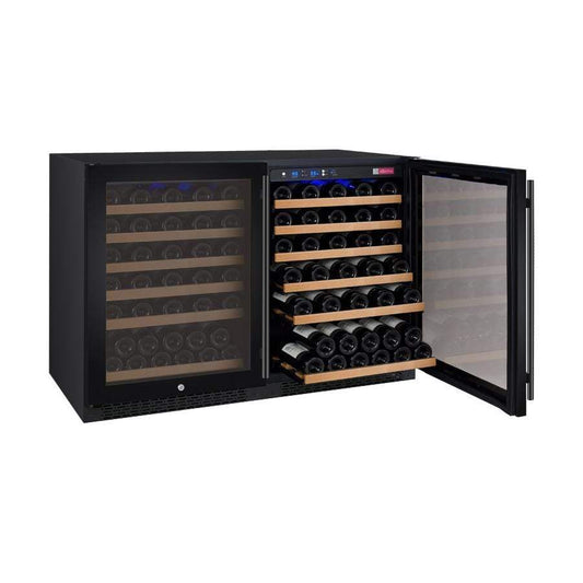 Allavino Wine & Beverage Centers Wide FlexCount II Tru-Vino 112 Bottle Dual Zone Black Side-by-Side Wine Refrigerator - 2X-VSWR56-1B20