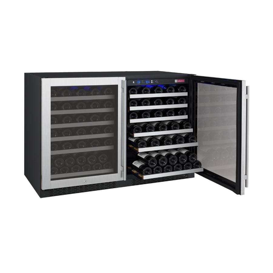 Allavino Wine & Beverage Centers Wide FlexCount II Tru-Vino 112 Bottle Dual-Zone Stainless Steel Side-by-Side Wine Refrigerator - 2X-VSWR56-1S20 Allavino Wine & Beverage Centers Wide FlexCount II Tru-Vino 112 Bottle Dual-Zone Stainless Steel Side-by-Side Wine Refrigerator - 2X-VSWR56-1S20