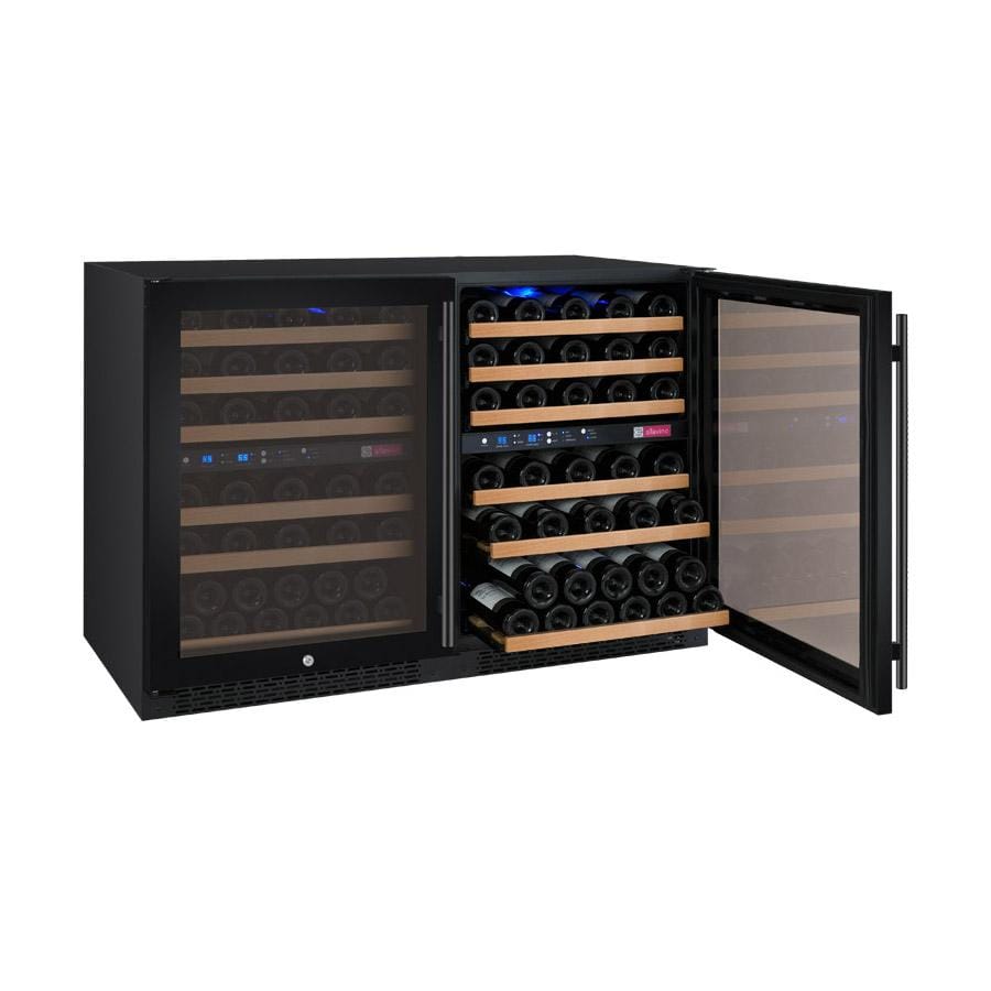 Allavino Wine & Beverage Centers Wide FlexCount II Tru-Vino 112 Bottle Four Zone Black Side-by-Side Wine Refrigerator - 2X-VSWR56-2B20 Allavino Wine & Beverage Centers Wide FlexCount II Tru-Vino 112 Bottle Four Zone Black Side-by-Side Wine Refrigerator - 2X-VSWR56-2B20