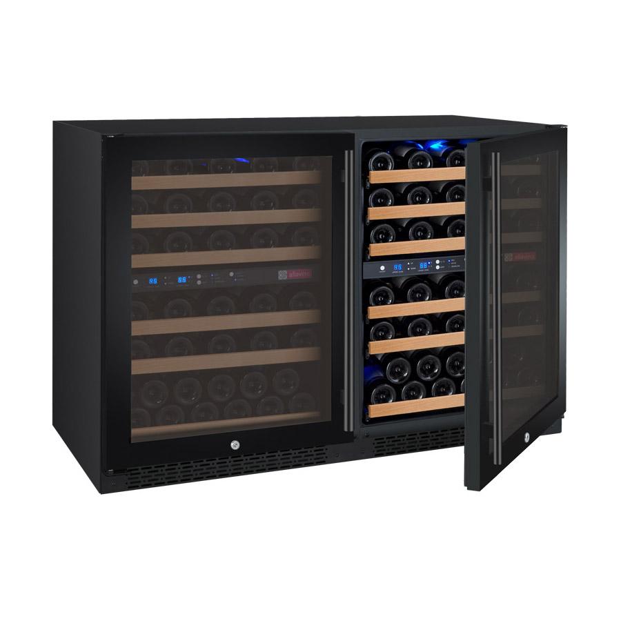 Allavino Wine & Beverage Centers Wide FlexCount II Tru-Vino 112 Bottle Four Zone Black Side-by-Side Wine Refrigerator - 2X-VSWR56-2B20 Allavino Wine & Beverage Centers Wide FlexCount II Tru-Vino 112 Bottle Four Zone Black Side-by-Side Wine Refrigerator - 2X-VSWR56-2B20
